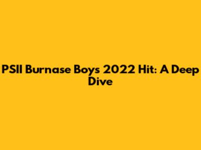 PSII Burnase Boy's 2022 Hit: A Deep Dive