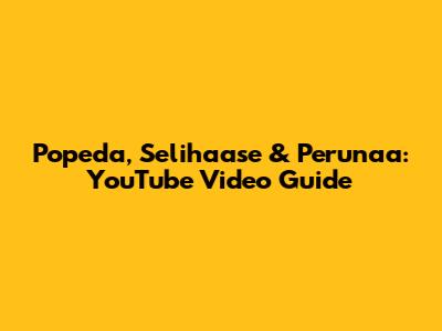 Popeda, Selihaase & Perunaa: YouTube Video Guide