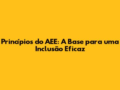 Princípios do AEE: A Base para uma Inclusão Eficaz