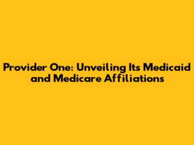 Provider One: Unveiling Its Medicaid and Medicare Affiliations
