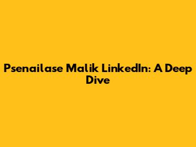 Psenailase Malik LinkedIn: A Deep Dive