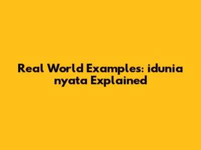 Real World Examples: "idunia nyata" Explained