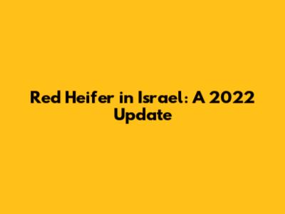 Red Heifer in Israel: A 2022 Update