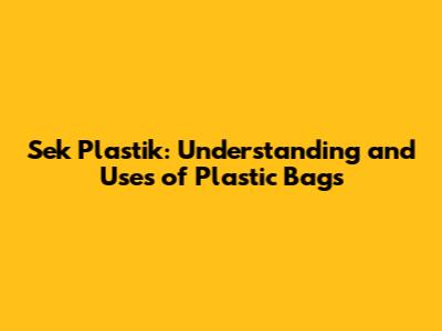 Sek Plastik: Understanding and Uses of Plastic Bags