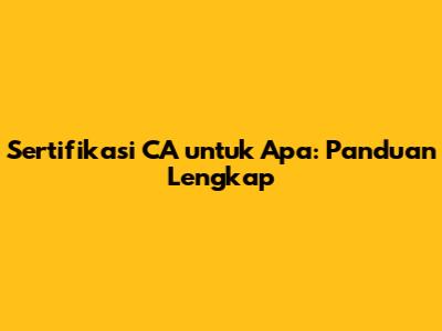 Sertifikasi CA untuk Apa: Panduan Lengkap