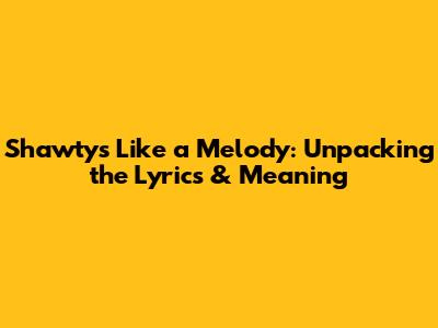 Shawty's Like a Melody: Unpacking the Lyrics & Meaning