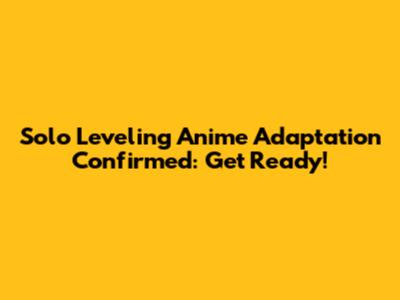 Solo Leveling Anime Adaptation Confirmed: Get Ready!