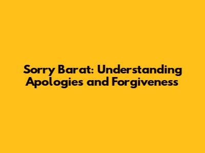 Sorry Barat: Understanding Apologies and Forgiveness