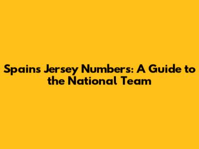 Spain's Jersey Numbers: A Guide to the National Team