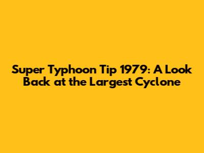 Super Typhoon Tip 1979: A Look Back at the Largest Cyclone