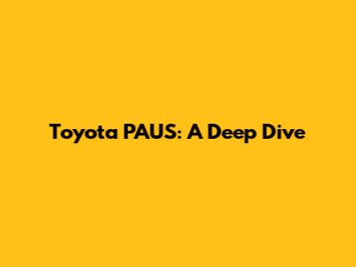 Toyota PAUS: A Deep Dive