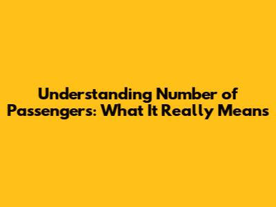 Understanding 'Number of Passengers': What It Really Means
