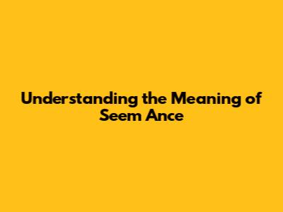 Understanding the Meaning of "Seem Ance"