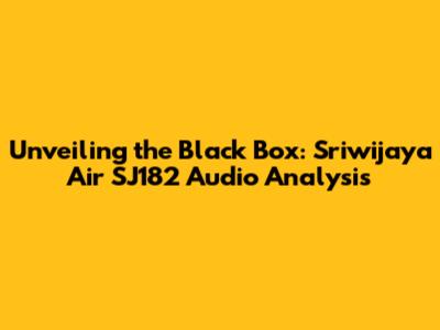 Unveiling the Black Box: Sriwijaya Air SJ182 Audio Analysis