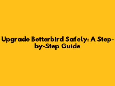 Upgrade Betterbird Safely: A Step-by-Step Guide