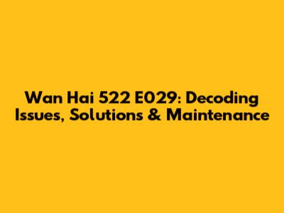 Wan Hai 522 E029: Decoding Issues, Solutions & Maintenance