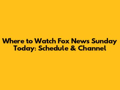 Where to Watch Fox News Sunday Today: Schedule & Channel