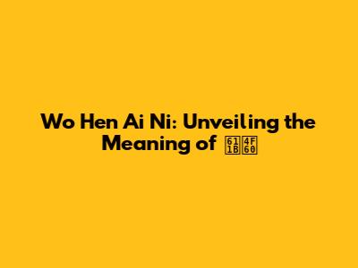 Wo Hen Ai Ni: Unveiling the Meaning of 愛你