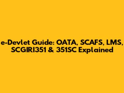 e-Devlet Guide: OATA, SCAFS, LMS, SCGIRI351 & 351SC Explained